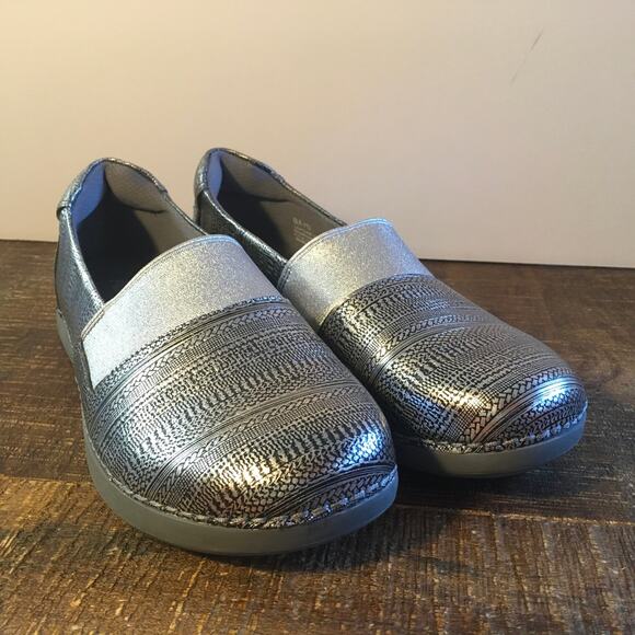 Alegria Glee Loafer Shoe Chain Mail Silver Metallic Women 37 6.5-7 Corpcore Grey - Picture 2 of 5